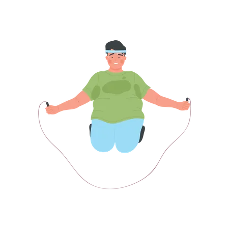 Fit man doing rope jumping  Illustration
