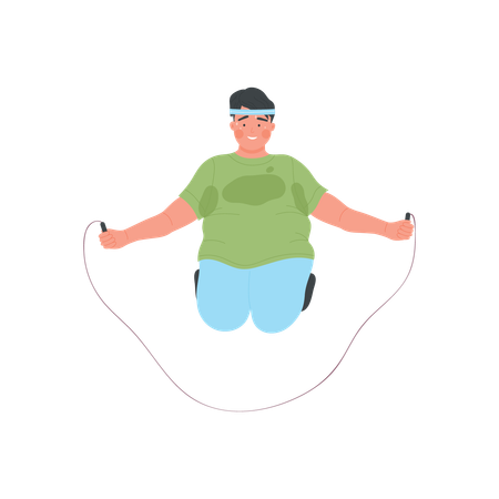 Fit man doing rope jumping  Illustration