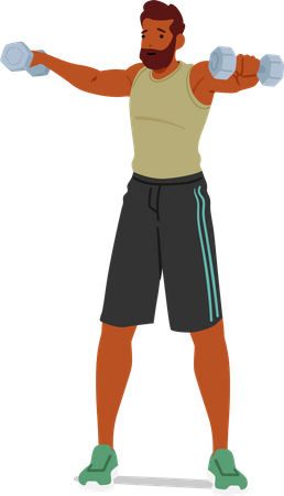 Fit Man ejercicios con mancuernas  Ilustración
