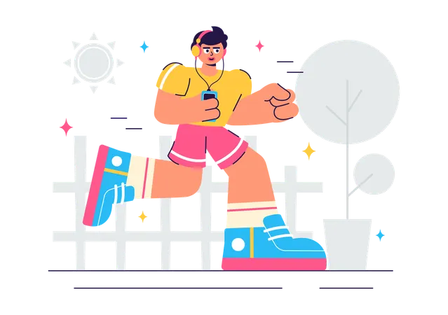 Fit Man Jogging  Illustration