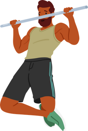 Fit Man performing Chin-ups  Illustration
