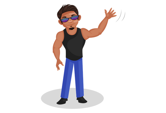 Fit man waiving his hand  Illustration
