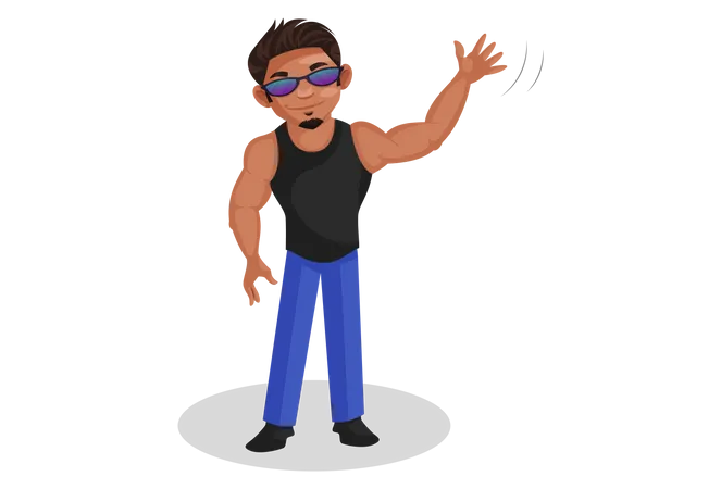 Fit man waiving his hand  Illustration