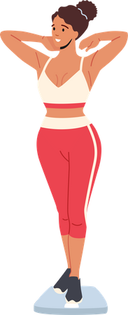 Fit Sexy Woman Wear Sports Suit on Scales  Illustration