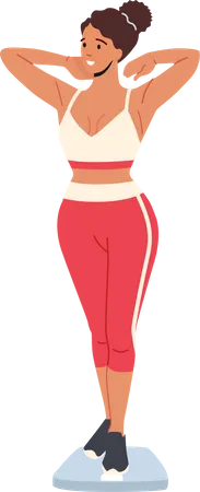 Fit Sexy Woman Wear Sports Suit on Scales  Illustration