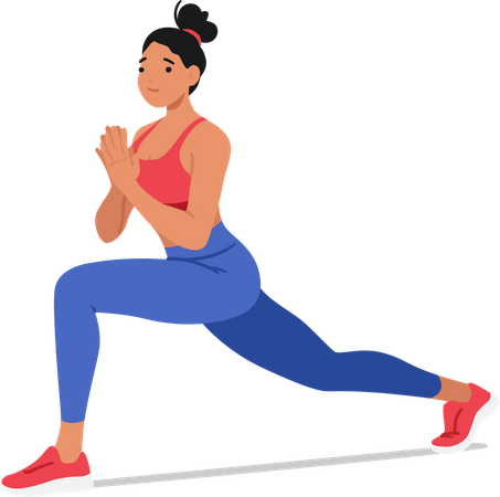 Fit woman character performing lunges  Illustration