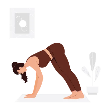 Fit Woman Doing Push uup Workout  Illustration