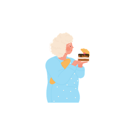 Femme en forme, manger du gâteau  Illustration