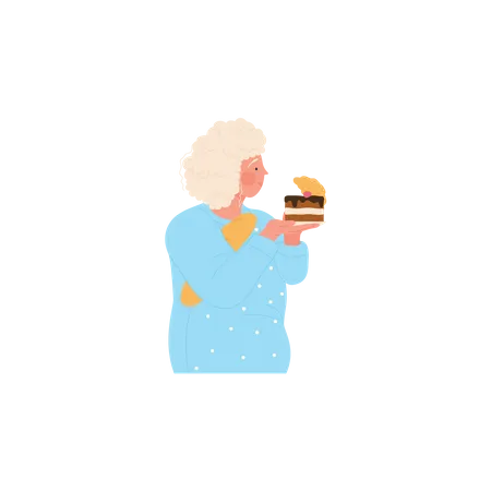 Fit woman eating cake  Illustration