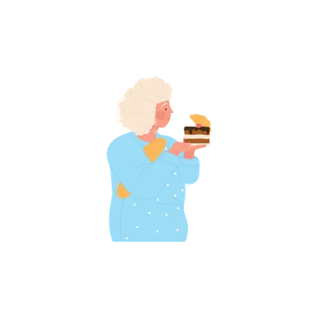 Fit woman eating cake  Illustration