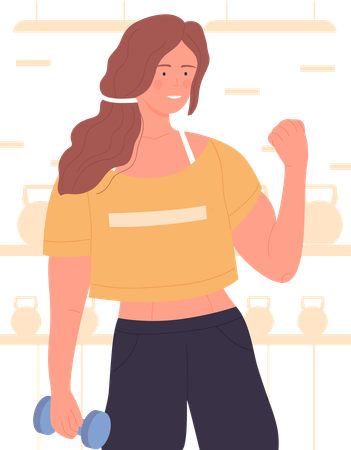 Fit woman holding dumbbell  Illustration