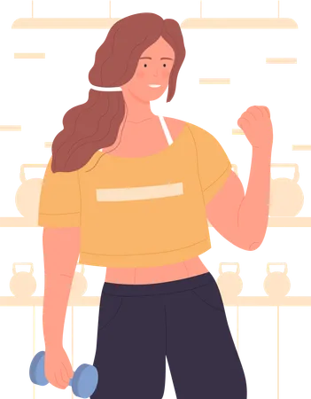 Fit woman holding dumbbell  Illustration