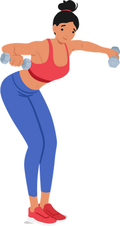 Fit woman lifting dumbbells with strength  Illustration