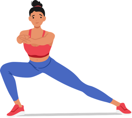 Fit woman performs lunges  Illustration