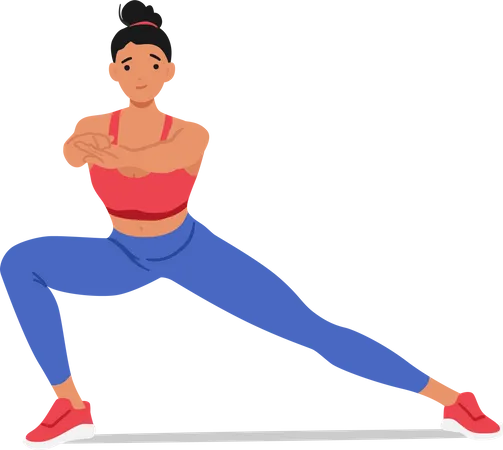 Fit woman performs lunges  Illustration