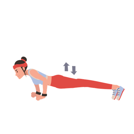 Fit woman training with push ups to build muscle and improve core strength  Illustration