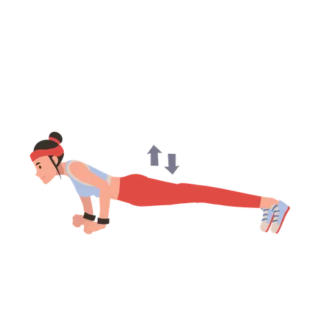 Fit woman training with push ups to build muscle and improve core strength  Illustration