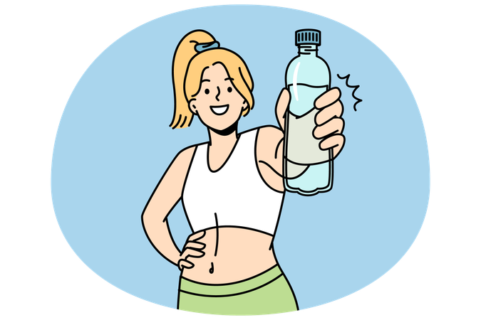 Fit young woman in sportswear recommend water drinking  Illustration