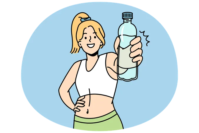 Fit young woman in sportswear recommend water drinking  Illustration