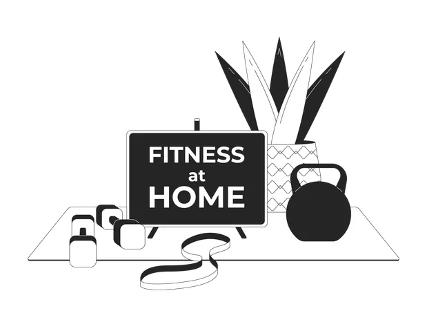 Fitness at home setup  Illustration