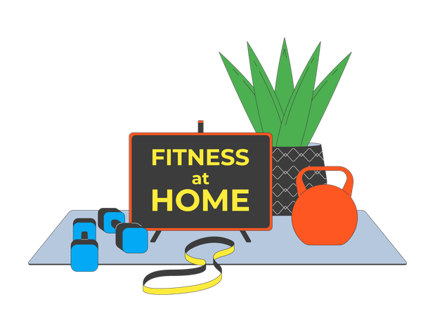 Fitness at home setup  Illustration