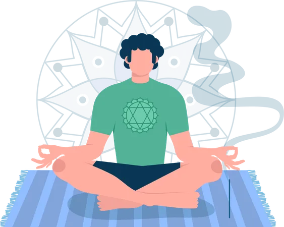 Fitness boy doing meditation  Illustration