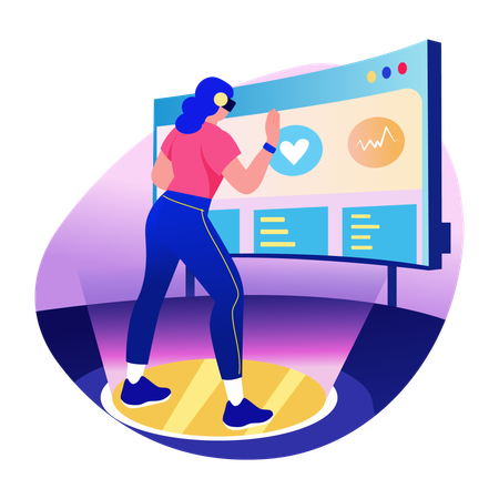 Fitness coach using vr technology  Illustration