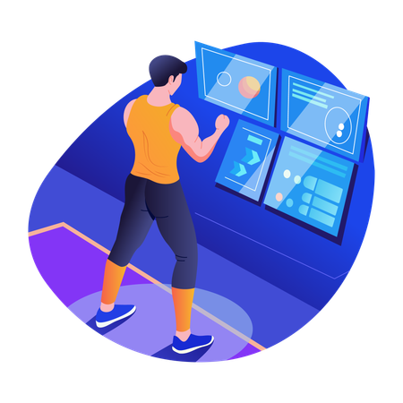 Fitness enthusiast using vr technology  Illustration