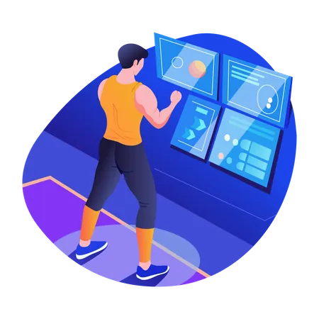 Fitness enthusiast using vr technology  Illustration