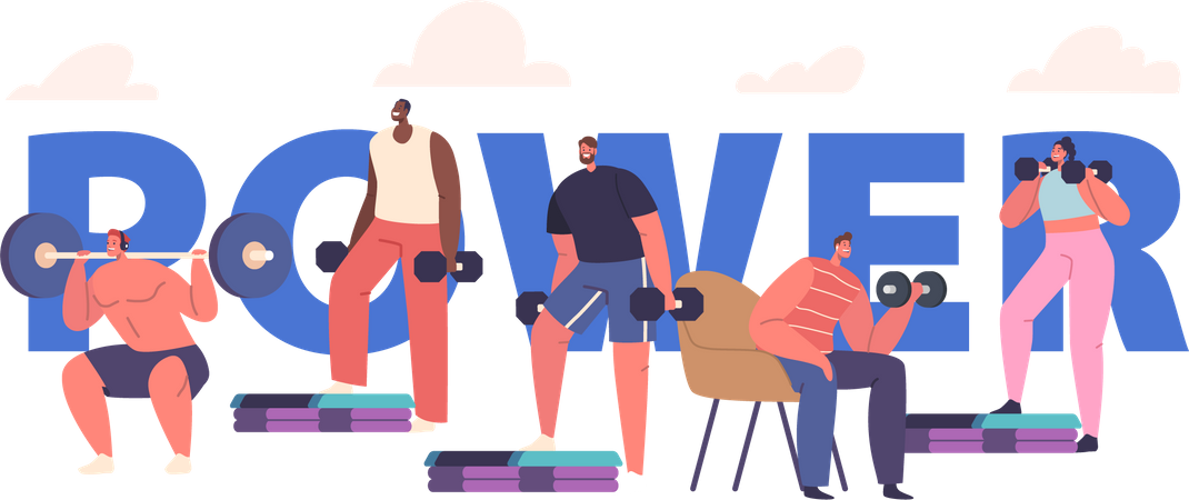 Fitness Enthusiasts Engage In Strength Training  Illustration