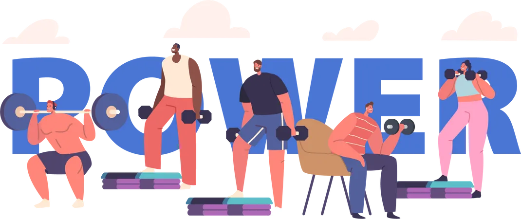 Fitness Enthusiasts Engage In Strength Training  Illustration