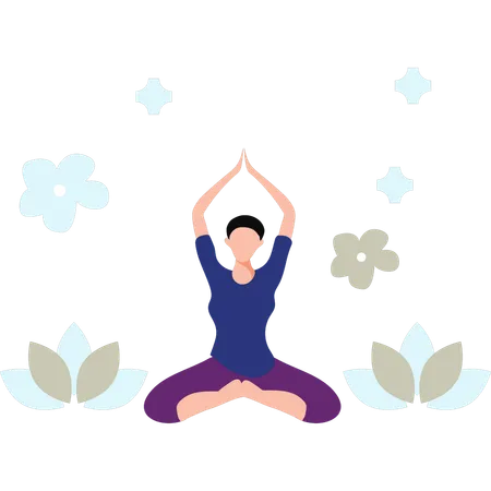 Fitness fazendo meditação  Ilustração