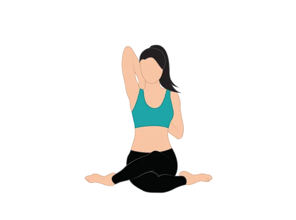 Femme de remise en forme faisant Gomukhasana  Illustration