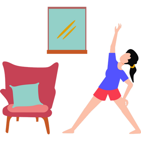 Fille de remise en forme faisant de l'exercice à la maison  Illustration