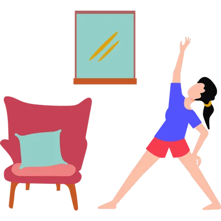 Fille de remise en forme faisant de l'exercice à la maison  Illustration