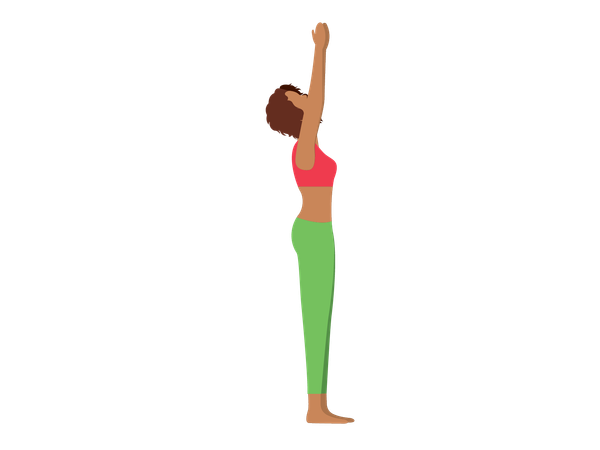 Fille de remise en forme faisant du yoga le matin  Illustration