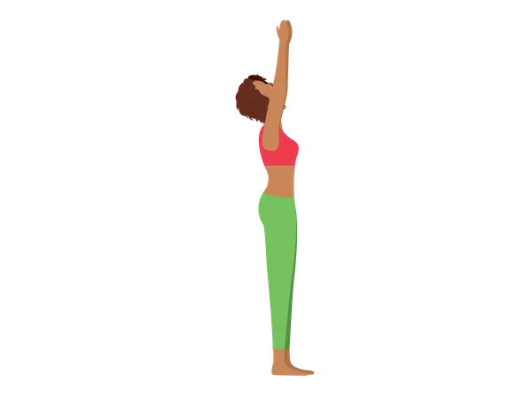 Fille de remise en forme faisant du yoga le matin  Illustration