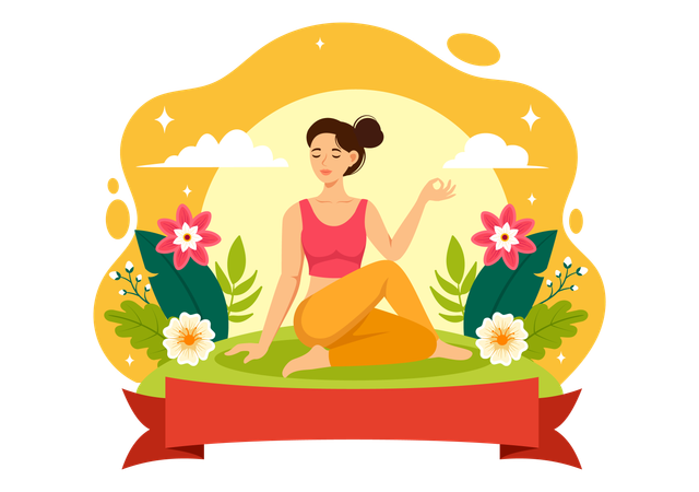 Fille de remise en forme, faire du yoga  Illustration