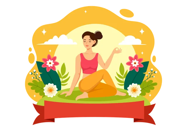 Fille de remise en forme, faire du yoga  Illustration