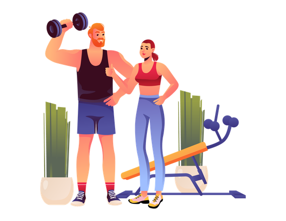 Personnes de fitness faisant de l'exercice le matin  Illustration