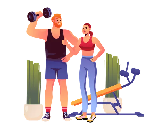 Personnes de fitness faisant de l'exercice le matin  Illustration