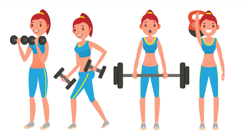 Fitness Girl Different Poses  Illustration