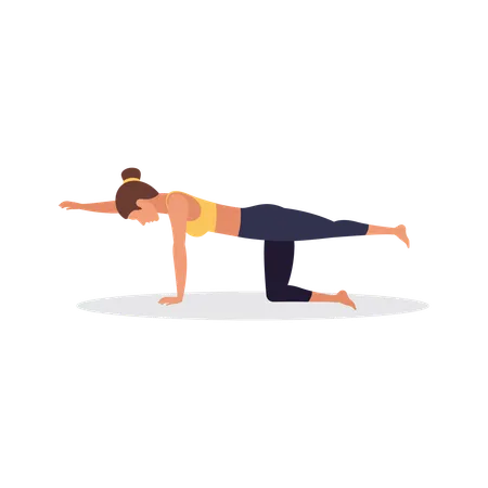 Fitness girl doing Balancing Table Pose  Illustration