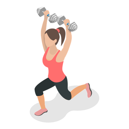 Fitness girl doing barbells exercise  Illustration