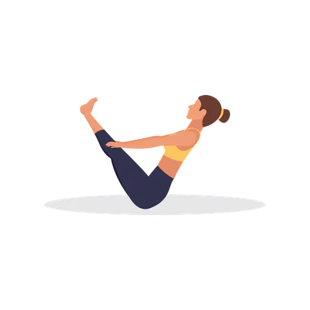 Fitness girl doing Boat Pose  Illustration