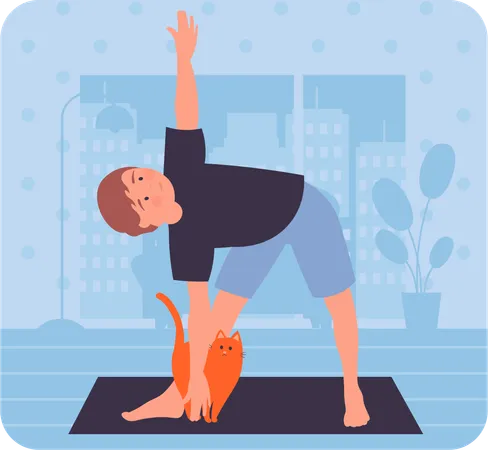 Fitness girl doing body stretching workout  Illustration