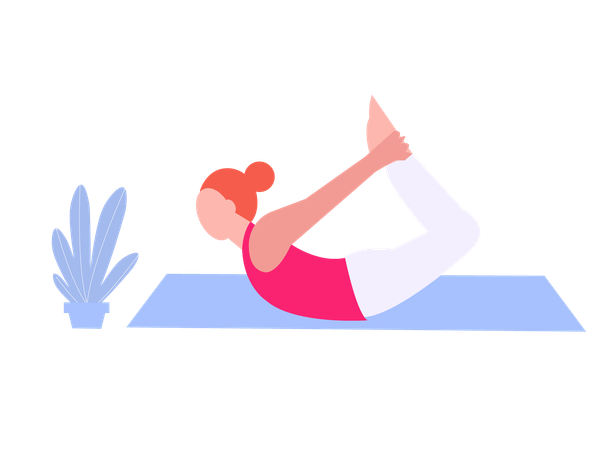 Fitness girl doing Bow Pose  Illustration