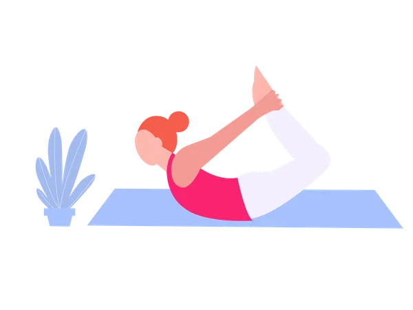 Fitness girl doing Bow Pose  Illustration