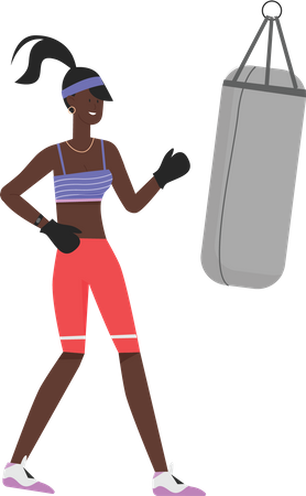 Fitness girl doing boxing  Illustration
