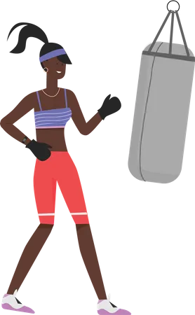 Fitness girl doing boxing  Illustration